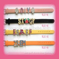 10MM cheap pu leather bracelet .fashion with slide letter or charms diy wristlet